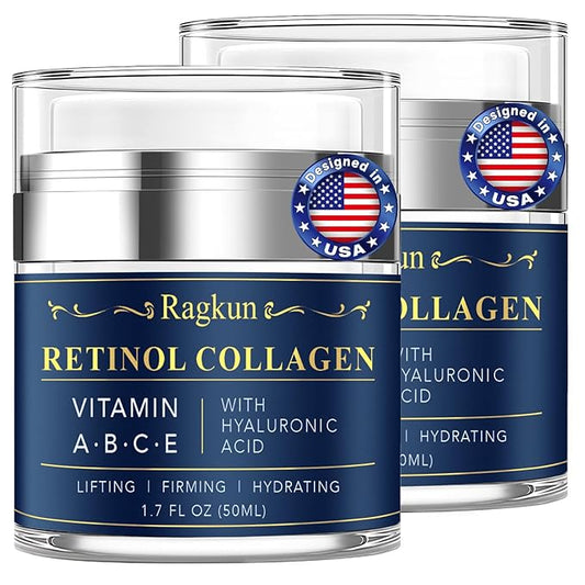 Retinol Cream for Face, Collagen Neck Creams for Tightening and Firming, Anti Aging Day & Night Facial Moisturizer for Women & Men, Instant Face Lift Wrinkle Cream 2-Pack