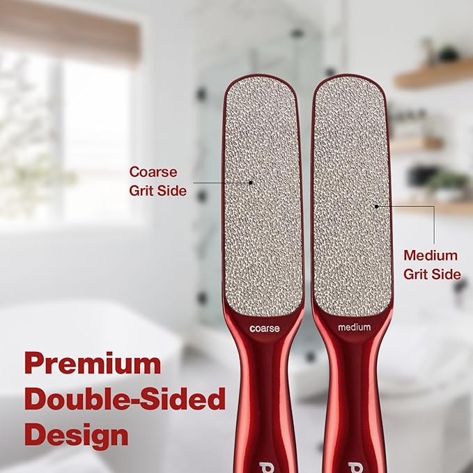 Probelle Double Sided Multidirectional Nickel Foot File Callus Remover - Immediately Reduces calluses and Corns to Powder for Instant Results, Safe Tool (Red)