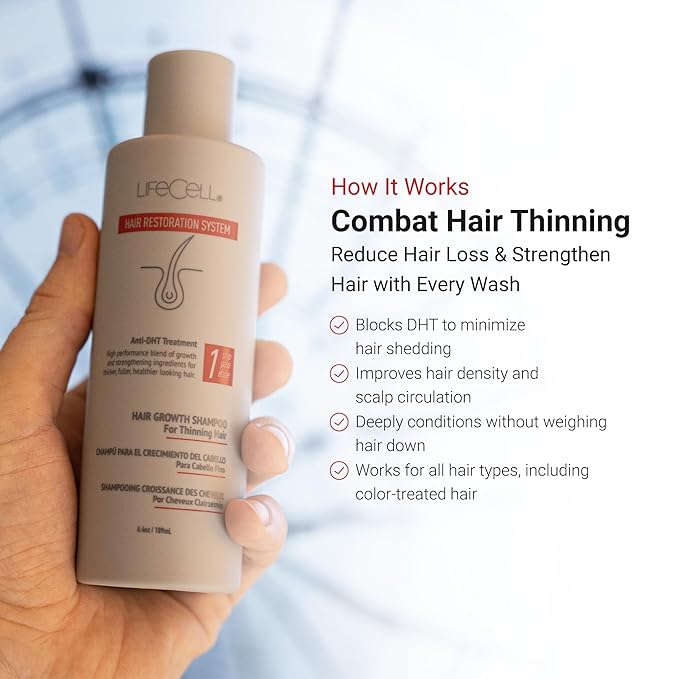 LifeCell Hair Restoration System – Anti-DHT Shampoo & Conditioner for Thicker, Fuller Hair – Strengthens & Revitalizes – Supports Scalp Health & Hair Growth