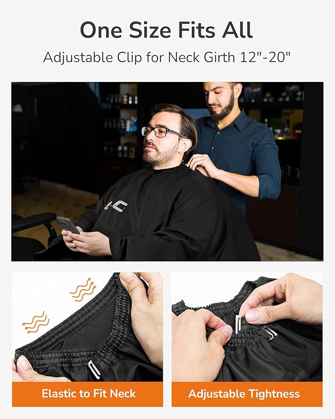 ULG Professional Hair Cutting Cape with Neck Duster Brush Waterproof Extra Large Size Salon Barber Cape Haircut Cape for Men