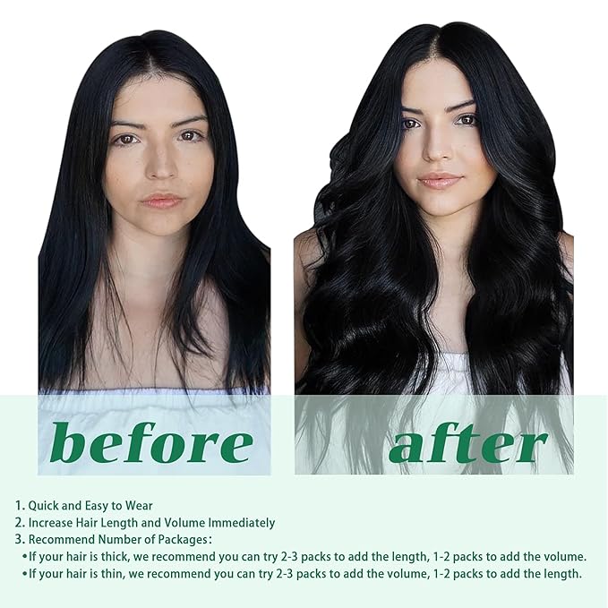 GOO GOO Clip in Hair Extensions Real Human Hair, Remy Human Hair Extensions Clip ins for Women, Natural Human Hair, 22inch 120g 7Pcs, 1 Jet black