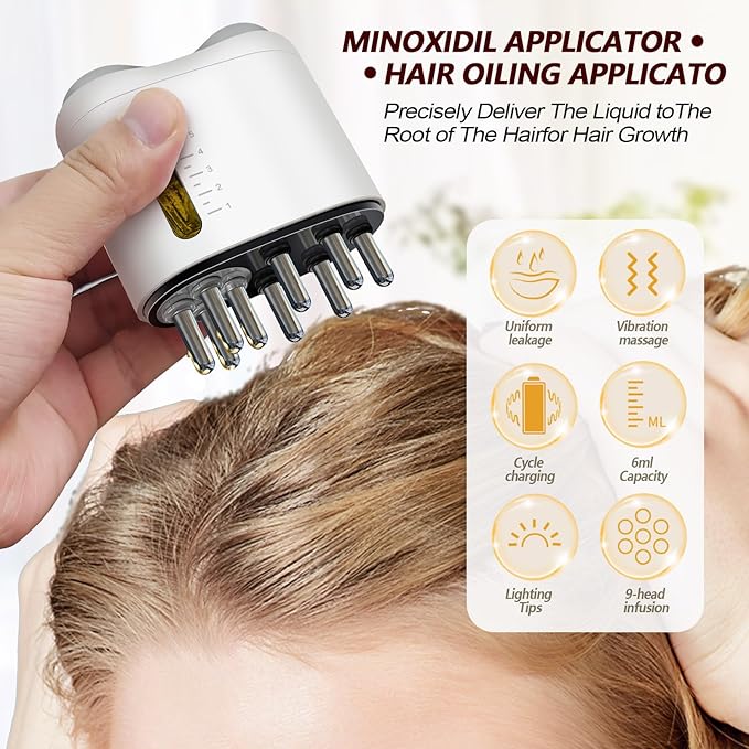 Minoxidil Applicator, Hair Oiling Applicator, Root Comb Applicator，Scalp Oil Dispenser, 2-in-1 Hair Growth Oil Applicator and Scalp Massager for Hair Treatment and Growth