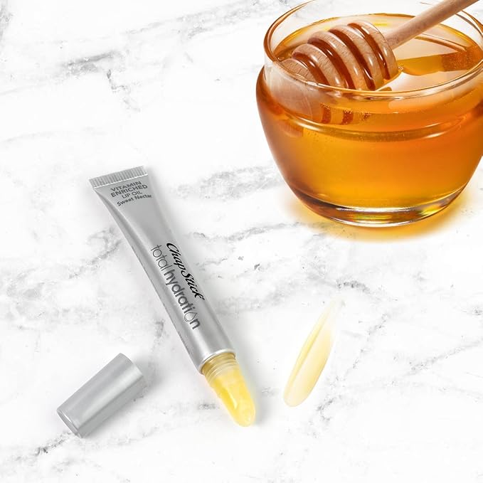 ChapStick Total Hydration Sweet Nectar Flavor Vitamin Enriched Lip Oil, Non Tinted Lip Care - 0.23 Oz