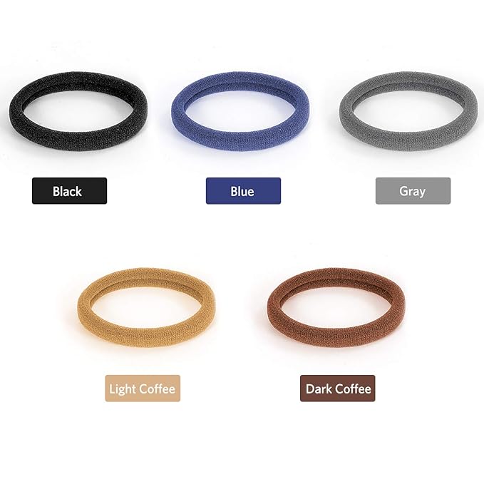 40pcs Large Hair Ties for Thick and Curly Hair, Seamless Hair Bands Soft Ponytail Holders 2.2inches (Neutral Colors)