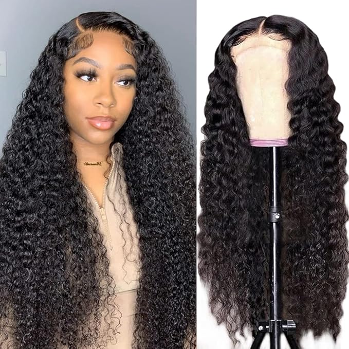 bangjazz Long Water Wave Lace Closure Wigs Human Hair 180% Density Brazilian Virgin Hair Wet and Wave Lace Front Human Hair Wigs for Black Women Pre Plucked with Baby Hair Natural Color 32 Inch