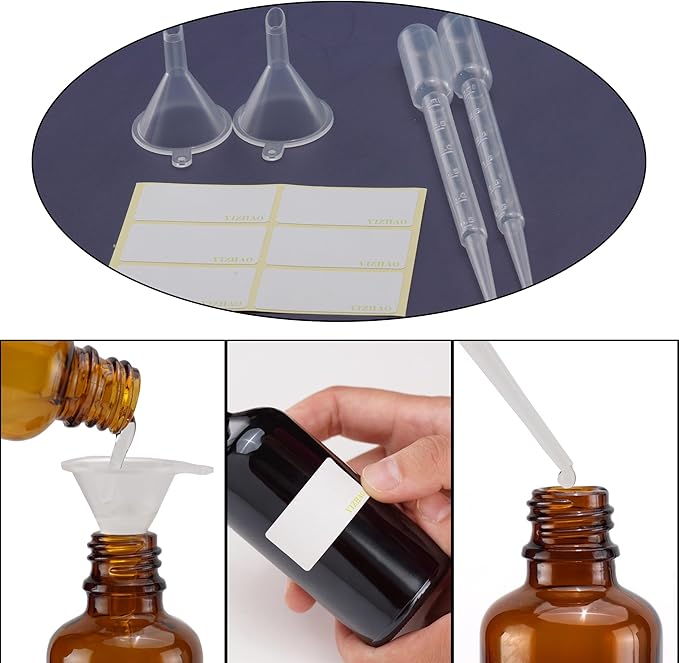 YIZHAO Blue Glass Dropper Bottle 4oz, Tincture Bottles with Glass Dropper, for Essential Oils, Aromatherapy, Cosmetic, Laboratory, Pharmacy, Liquids, Travel –4 Pcs