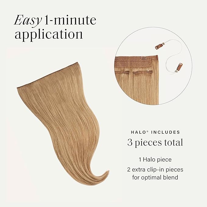 Luxy 100% Remy Human Hair – Halo Clip-In Hair Extensions –Natural Looking Volume & Length - One-Piece - Easy 5-Min Application 140 grams 16" Dirty Blonde Halo