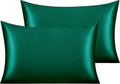 NTBAY 2 Pack Satin Queen Pillowcases for Hair and Skin, Luxurious and Silky Pillow Cases with Envelope Closure, 20x30 Inches, Dark Green