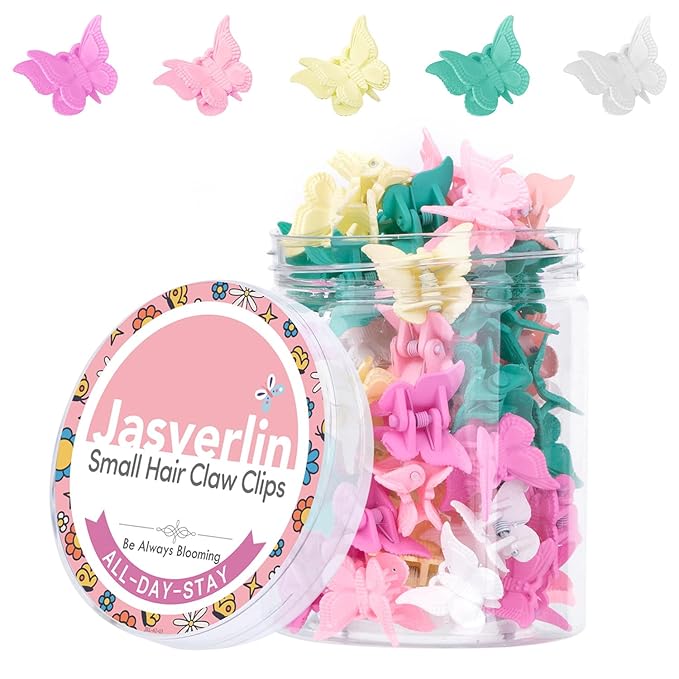 Butterfly Hair Clips Colorful, Girls Cute Mini Small Claw Clips, Y2K 90s Kids Women Butterflies Hair Accessories Rave Festival 50 pcs (Baby Color)