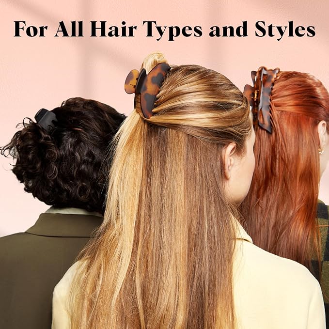 Kitsch 5 Inch Large Claw Clips for Thick and Long Hair | Strong Grip Jumbo Claw Clip for All-Day Hold | 2pcs Matte Oversized Hair Accessories | Ideal Gifts for Women - Black & Tortoise Design