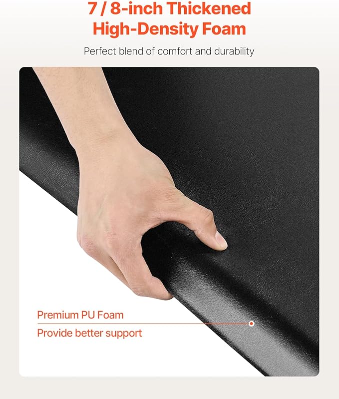 VEVOR Salon Mat for Hair Stylist, 3 x 5 FT Rectangle Salon Chair Mat Anti Fatigue, 7/8" Thickened PVC + PU Barber Shop Floor Mat with Round Cut Out, Anti-Trip Beveled Edges & Non-Slip Bottom