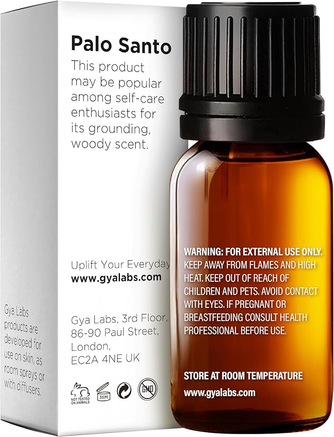 Gya Labs Palo Santo Essential Oil - 0.34 Fl Oz - for Hair, Skin, Diffuser, Aromatherapy & DIY Candle Making Scent