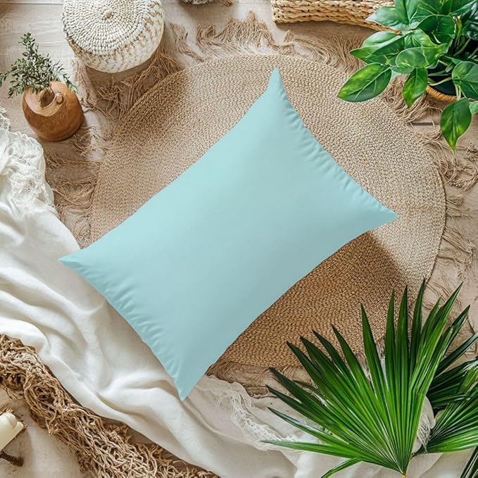 Silky Smooth Satin Zipper Bed Pillowcases Cooling,Anti-Frizz,and Gental on Skin Pack of 2 (Aqua Green, Standard (20x26))