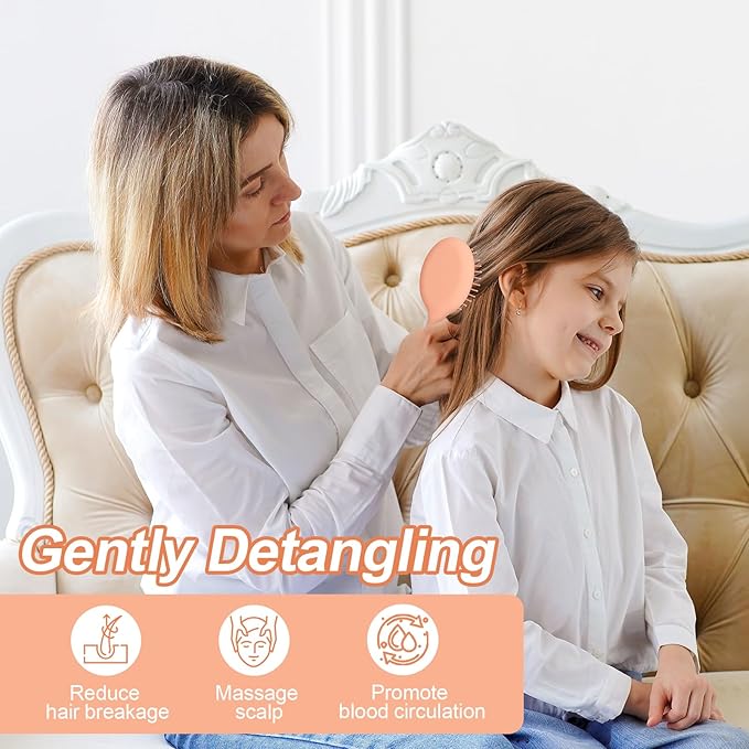 Mini Hair Bursh for Women Men and Kids, Protable Travel Size Hair Brush for Pockets Purse backpack, Mini Detangler Brush for All Hair Types, Small Hair Brush for Detangling (1 Pack-Orange)