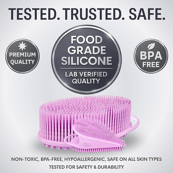 Avilana Silicone Body Scrubber – Gentle Shower Brush & Loofah Alternative- Food Grade & Lab Tested – Fast-Drying, Hygienic, BPA-Free Silicone Body Gentle Exfoliator (Pink, Body & Face)