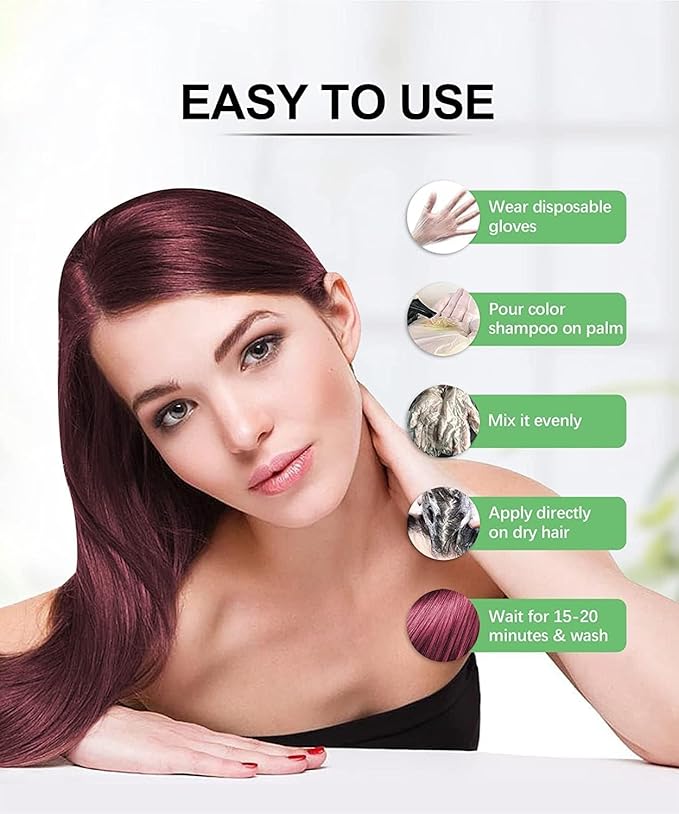 Combo Pack - Herbishh Hair Color Shampoo for Gray Hair + Argan Intense Hair Mask - Hair Dye Colors in Minutes - Long-lasting - 500 Ml - Stimulates Dry, Frizzy Hair (Wine Red)