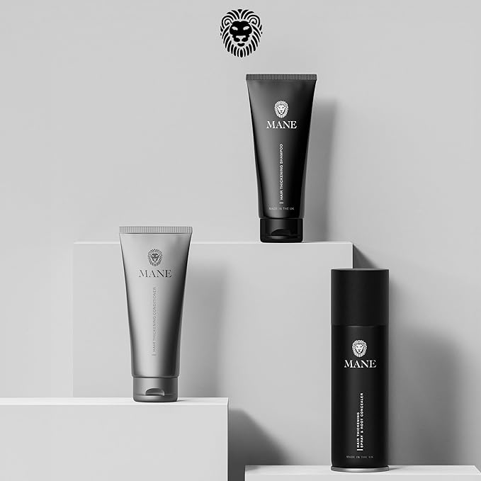 Mane Hair Thickening Spray & Root Touch Up, Seal & Control Combo Pack, Instantly Thicker Hair for Men & Women, Fill in Hairlines and Hide Thinning and Fine Patches - Hazel, 12 Colors (6.76 oz)
