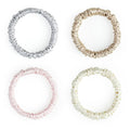 22 Momme 100% Mulberry Silk Hair Ties, Well-Hold Elastic for No-Damage (4Pack,Champagne,LightGray,CreamWhite,LightPink), 6A, Scrunchies, Reduces Frizz & Breakage, OEKO-TEX Certified
