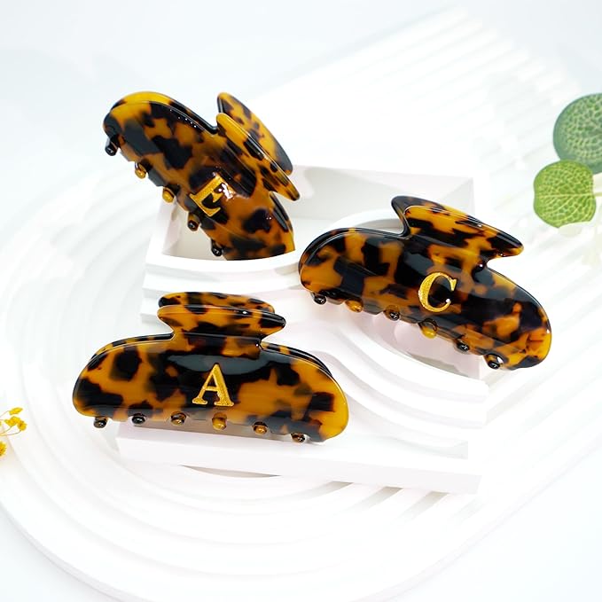 Acrylic Letter Hair Clips for Women -Tortoise Shell Monogram Hair Claw Alphabet Large Hair Clip, Fashion Glitter Claw Clips Elegant And Durable Hair Accessory, Letter B