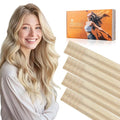 DOORES Invisi Edge Hair Extensions Real Human Hair Tape in, Dark Blonde Highlighted Bleach Blonde 10 Injection Tape-ins with 10 Injection Tape-ins 50g 20 Inch, Injected Tape in