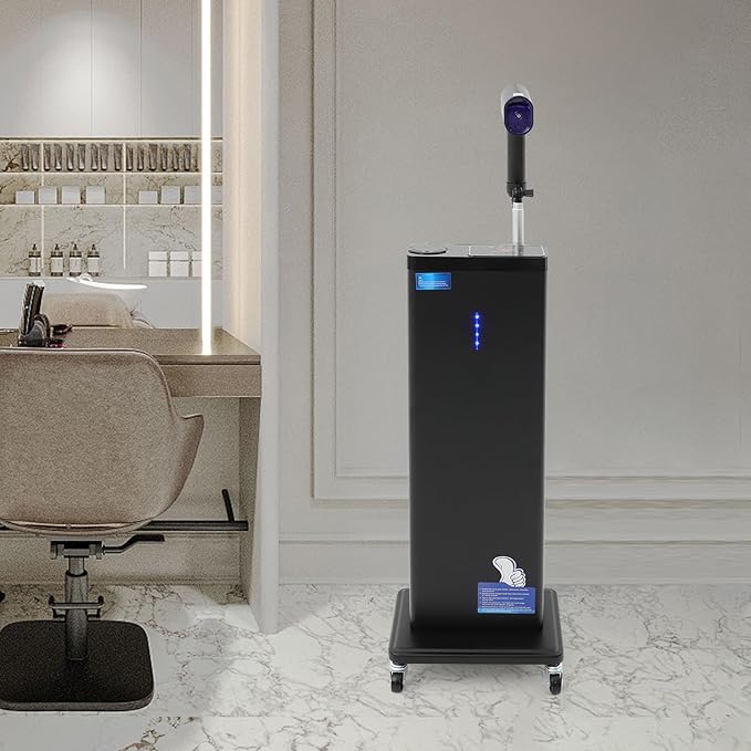 Nano Mist Hair Steamer, 9 Settings Adjustable Hair Salon Steamer, Professional Nano Mist Salon Hair Processor with 360°Swivel Wheels, 1300W Nanoscale Spray for Hair Care Hair Repair (Black)