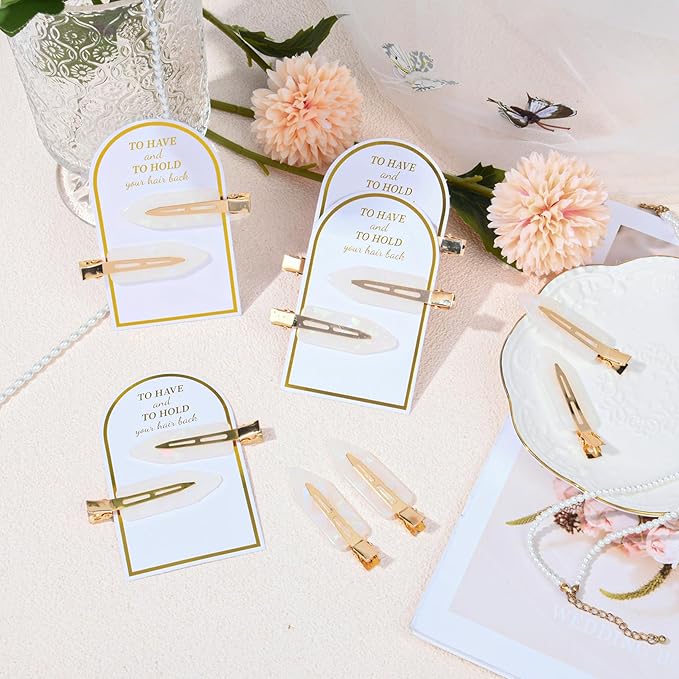 20PCS Bridesmaid Hair Clips No Bend Hair Clips Bridesmaid Hair Accessories Gifts Makeup White Creaseless Clips for Bride Women Girl(20Pcs/10Cards)