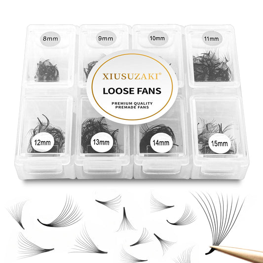 Premade Fans Eyelash Extensions 600 Fans 20D Volume Lash Extensions 0.03 Thickness Eyelash Extension D Curl Premade Lash Fans Mix 8-15mm Fluffy Soft Handmade Loose Fan(600Fans-20D-0.03-D,8-15mm)