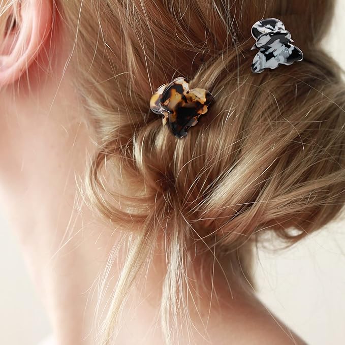 Cobahom Hair Clip, 6Pcs Small Hair Clips Mini Hair Claws Tortoise Shell Leopard Acrylic Hair Jaw Clips Clamps for Women Girls Thin Thick Hair