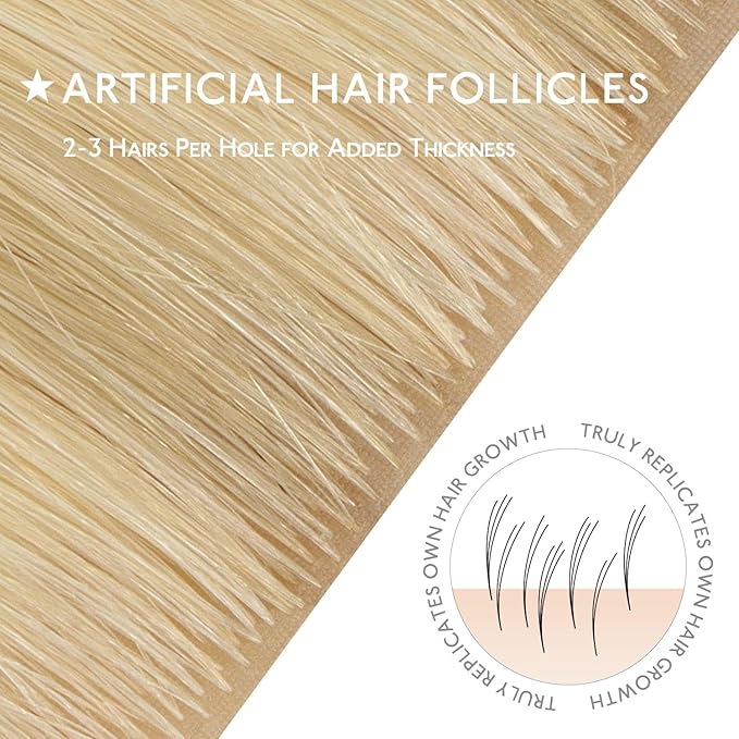 WENNALIFE Invisi Edge Tape in Hair Extensions Human Hair, 24 Inch 30g 10pcs Light Blonde Highlighted Golden Blonde Invisible Luxury Remy Hair Extensions Natural Seamless Injected Straight Extensiones