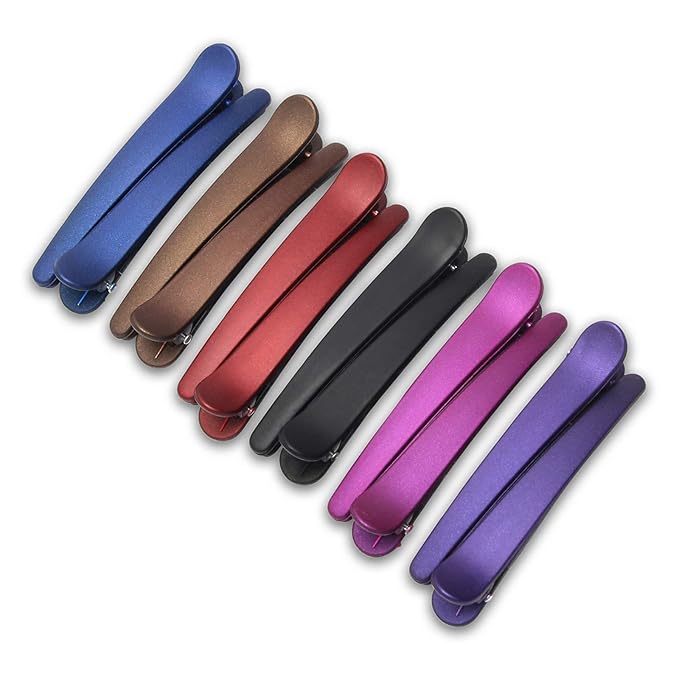 AHIER 12pcs Hair Styling Clips for Women - Plastic Duckbill Clips, Professional Sectioning Barrettes, Non-slip Grip for Hair Dressing and Salon Use