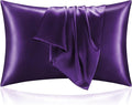 BEDELITE Satin Pillowcase with Zipper 2 Pack, Plum Purple Pillow Cases Standard Size, Super Soft and Cooling Similar to Silk Pillow Cases, Gift for Women Men(20x26 Inches)