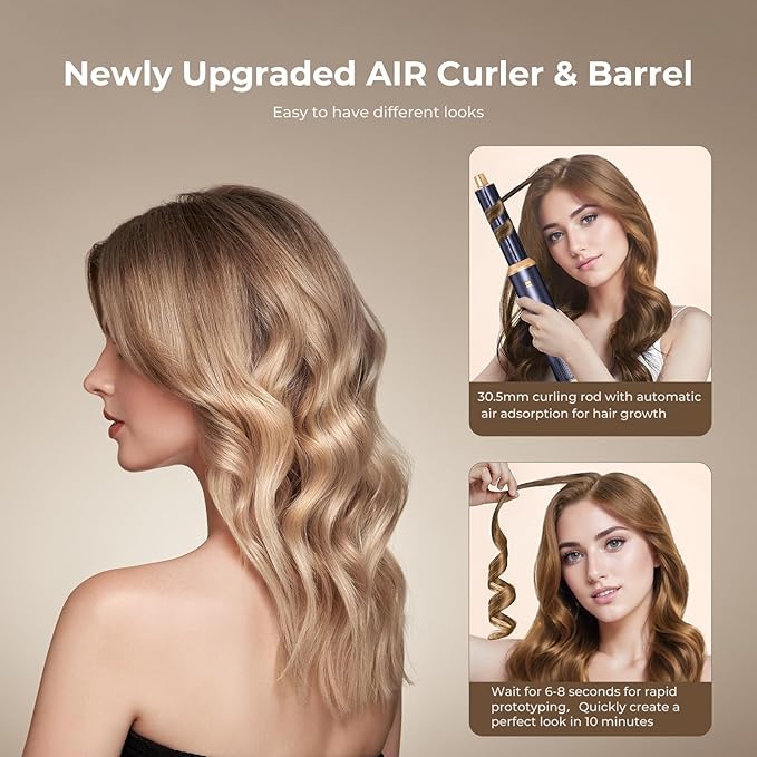 Blow Dryer Brush 5 in 1, Negative Ion Hair Dryer Brush Set Upgrade Hot Air Brush Air Styler Curling Wrap Air Curler, Curling Iron Hair Styling Tools As A Gift for Straight/Curl/Drying/Smoothing