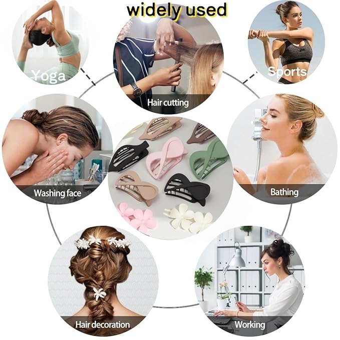 10 Pcs Flat Hair Clips for Women, Lay Flat Claw Clips French Glossy Claw Clips for Thick & Thin Hair No-Slip Hair Claw Strong Hold Barrettes Hair Clamps for Women