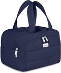 TOPDesign Travel Toiletry Bag for Women, Puffer Large Toiletry Bag, Lightweight Cosmetic Makeup Organizer with Handle for Traveling, Accessories, Essentials, Toiletries (Navy Blue)
