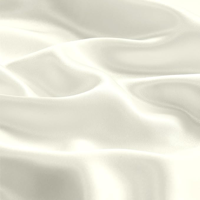 BEDELITE Satin Pillowcase with Zipper 2 Pack, Ivory Pillow Cases Standard Size, Super Soft and Cooling Similar to Silk Pillow Cases, Gift for Women Men(20x26 Inches)