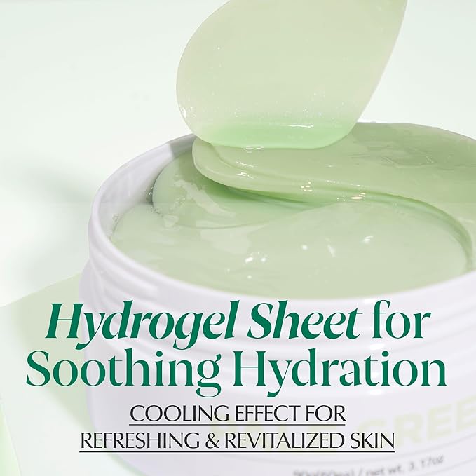 Pale Green Pastel Eye Mask - Cooling Eye Patches for Puffy Eyes | Skin-Firming Under Eye Patches for Sagging Skin | Soothing Under Eye Mask Patches (3.04 fl oz, 30 Sets, 60 EA)