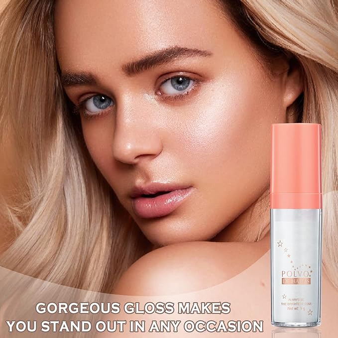 Polvo De Hadas Highlighter Powder Stick Body Shimmer Glitter Makeup, High Gloss Sparkle Highlight Powder for Face Eyes Lips Hair Body Cosmetic Tiktok Makeup - White Moonbeam