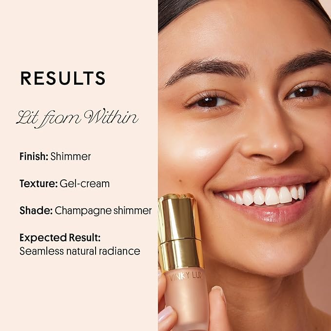 Winky Lux Cheeky Rose Liquid Highlighter, Gel Cream Blush Wand, Blendable & Buildable Pigment, Long Lasting Weightless, Moonlight