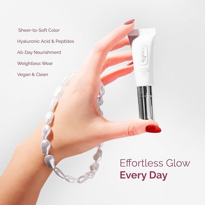 Tinted Lip Balm Elixir for OIder Women, Hydrating Vegan Lip Care with Sheer Color & Moisturizing Glow – Non-Sticky Nourishing Lip Treatment for Soft, Smooth Lips (Raspberry 10ml)