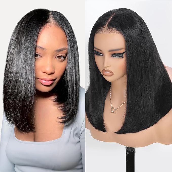 210% Density Lace Frontal Bob Wig Human Hair 12A Brazilian Virgin 9x6 Glueless Wigs Human Hair Pre Plucked Pre Cut HD Transparent Lace Wigs 14 Inch