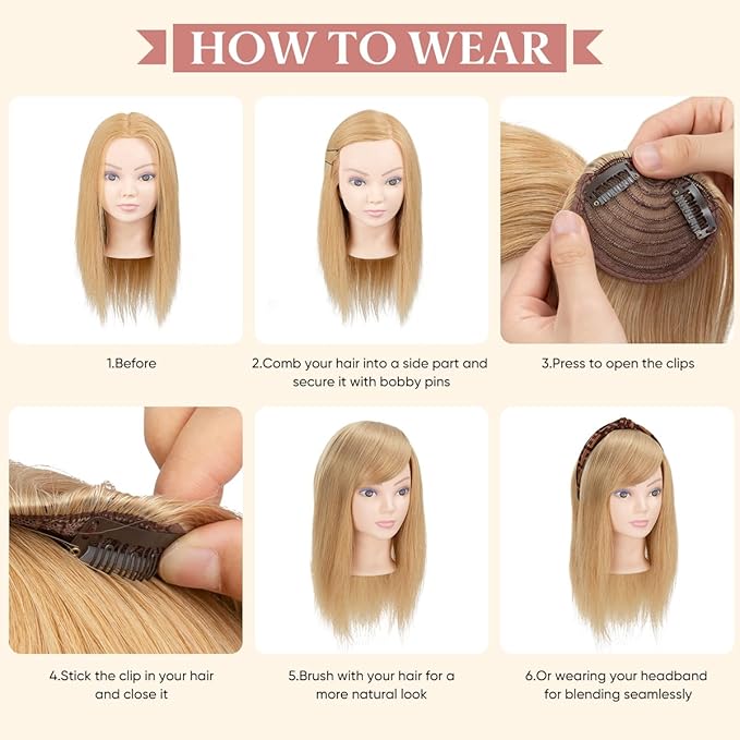 SARLA Side Hair Bangs Clip in Off Black One Piece Straight Synthetic Bangs Extension for Women
