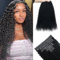 Curly Clip in Hair Extensions Real Human Hair 2 Pack 240g Seamless Clip in Hair Extensions for Women Full Max with 16Pcs PU Skin Weft 20inch Natural Black