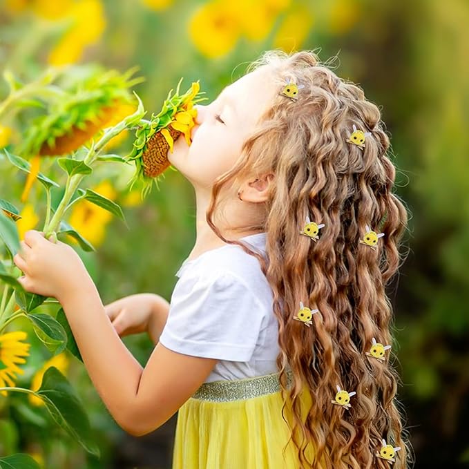 10 PCS Bee Hair Clips, Felt Bee Hairpins Spring Themed Alligator Clip Women Bangs Clips BumbleBee Hairs Barrette Cute Hair Accessories for Women Girls