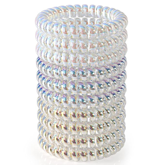 JessLab Spiral Hair Ties for Women, 10-Pack Traceless No-Damage Ponytail Holders, Coils Hair Bands for Girls, Assorted Colors