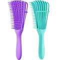 2 Pieces Detangling Brush for Afro America/African Hair Textured 3a to 4c Kinky Wavy/Curly/Coily/Wet/Dry/Oil/Thick/Long Hair, Knots Detangler Easy to Clean (Green, Purple)