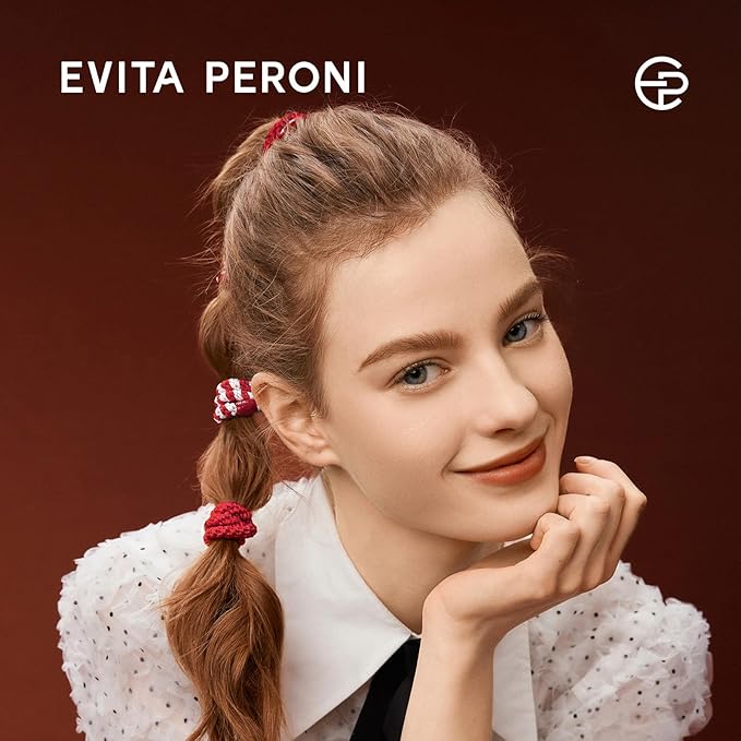 EVITA PERONI 12 Pcs Hair Ties, High Elastic Ponytail Holders, Hair Ties No Damage for Thick Curly Hair Women Men (Blackout Red)