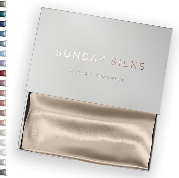 SUNDAYSILKS™ 100% Mulberry Silk Pillowcase, Silk Pillow Cases for Hair & Skin, Superior to Satin Pillowcase, with Zipper, Standard, Queen, King Sizes, Anti-Wrinkle, Cooling, Non-Slip Silk Pillowcases