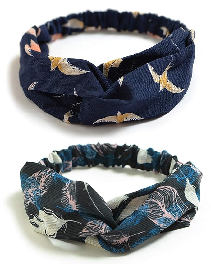 DRESHOW 10 Pack Boho Headbands for Women Vintage Cross Elastic Head Wrap Hair Accessories