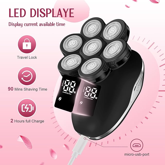 Electric Razors for Women,7D Gifts for Women,Cordless Electric Shaver with Detachable Head Wet/Dry Facial Hair Remover for Legs Painless Water Resistant (Black)