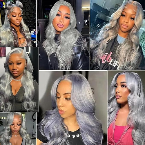 28 30 32 Inch Gray Bundles Human Hair Grey Body Wave Bundles Niegmeag Brazilian Virgin Remy Hair Extensions Double Weft Soft And Silky Silver Body Wave Bundle